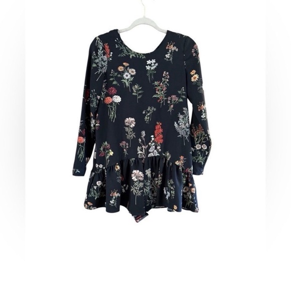 Zara Black Floral Long Sleeve Romper - Picture 9 of 10